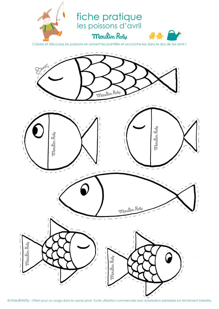 Planche-Poissons-D'Avril-Calques  Poisson À Colorier encequiconcerne Dessin Poisson D Avril