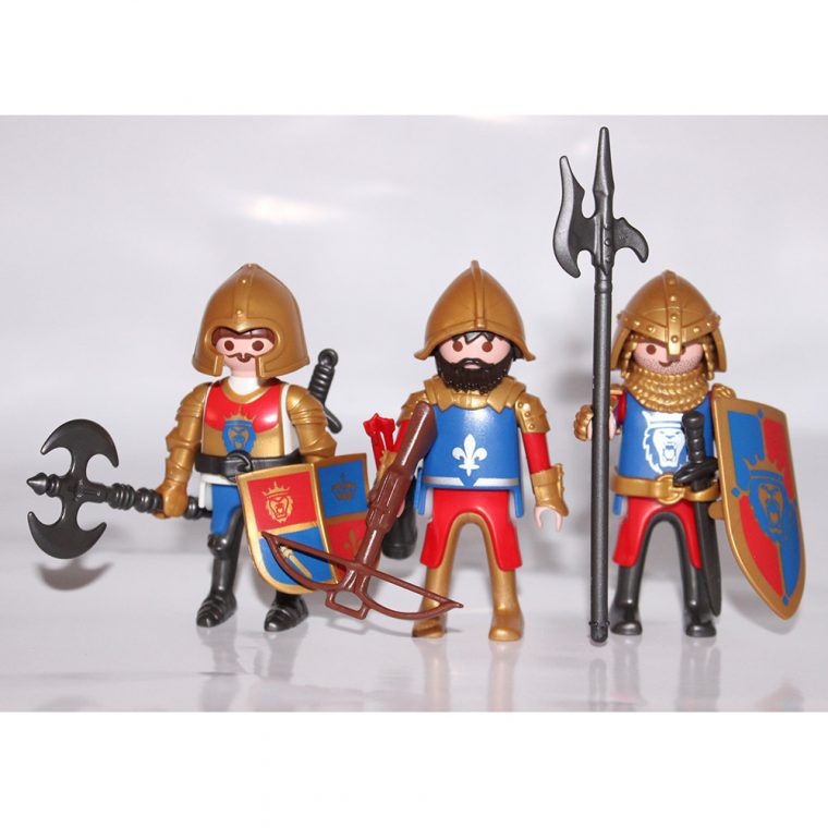 Playmobil 3 Chevaliers Lion D'Or Équipés – Vente De dedans Chevalier Playmobil