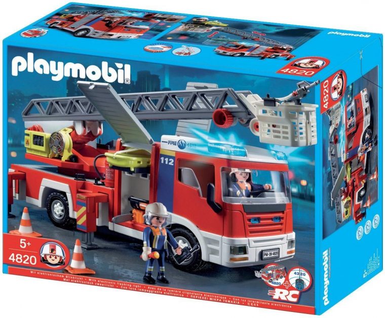 Playmobil Camion De Pompiers Grande Échelle (4820) Au serapportantà Camion Echelle Pompier