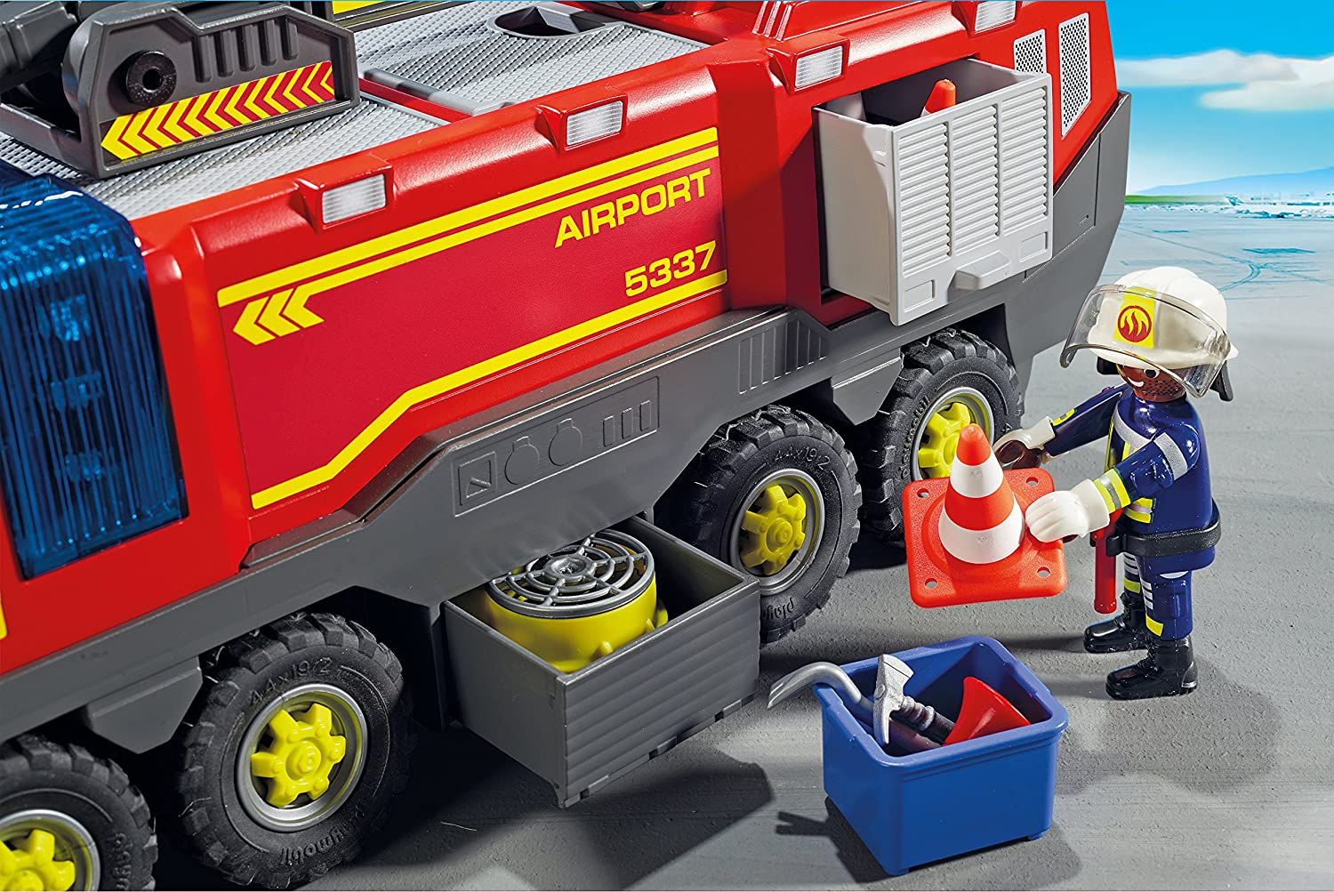 Playmobil City Action Pompiers Avec Véhicule Aéroportuaire dedans Playmobil Voiture Pompier