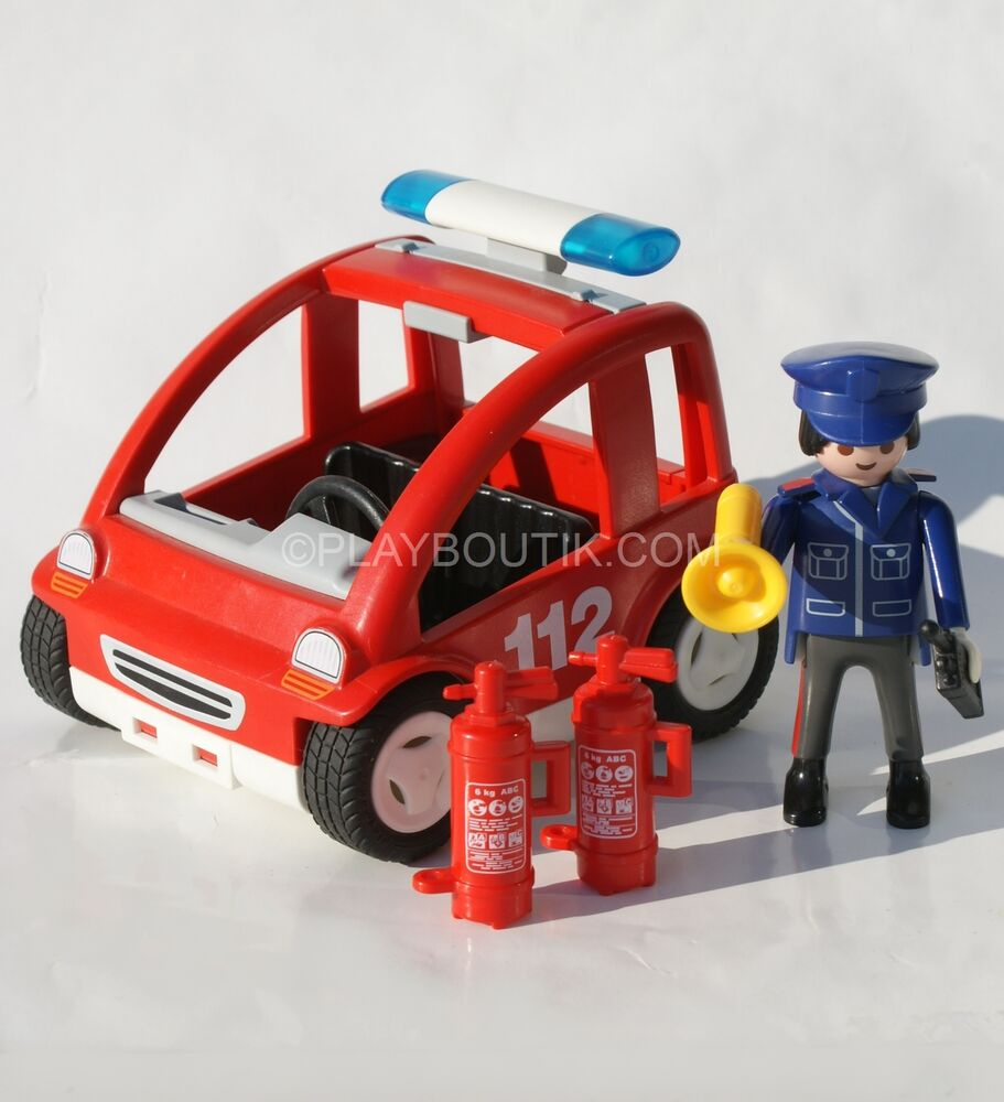Playmobil Pompier - Capitaine Des Pompiers Et Voiture encequiconcerne Voiture Pompier Playmobil 