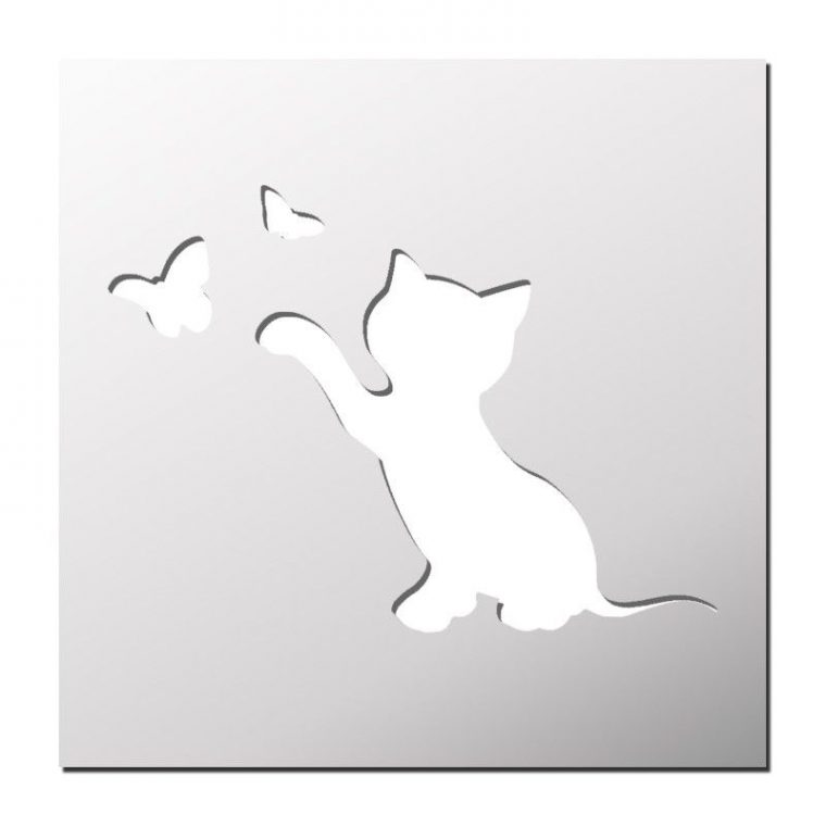 Pochoir Chat  Pochoir Oiseau, Pochoirs Gratuits, Pochoir intérieur Dessin Silhouette Chat