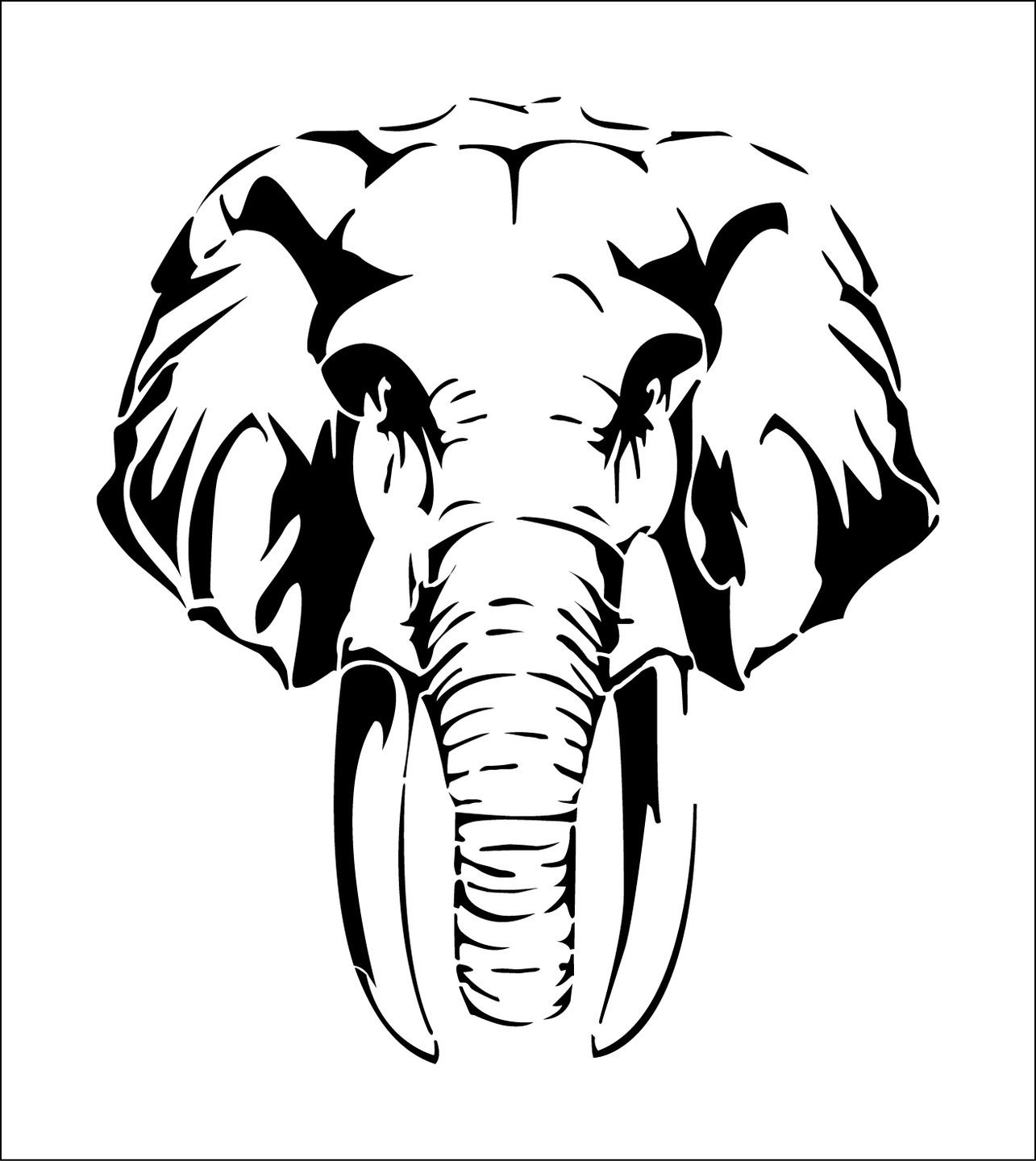 Pochoir Éléphant. Tête D&amp;#039;Éléphant. Pochoir En Vinyle intérieur Dessin D Elephant 