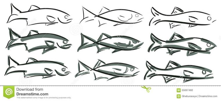 Poissons Stylises Stock Illustrations, Vecteurs, & Clipart concernant Dessins Poissons Stylisés