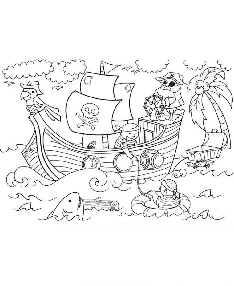 Poster Géant À Colorier Coloriage De Pirates concernant Dessin De Pirate En Couleur