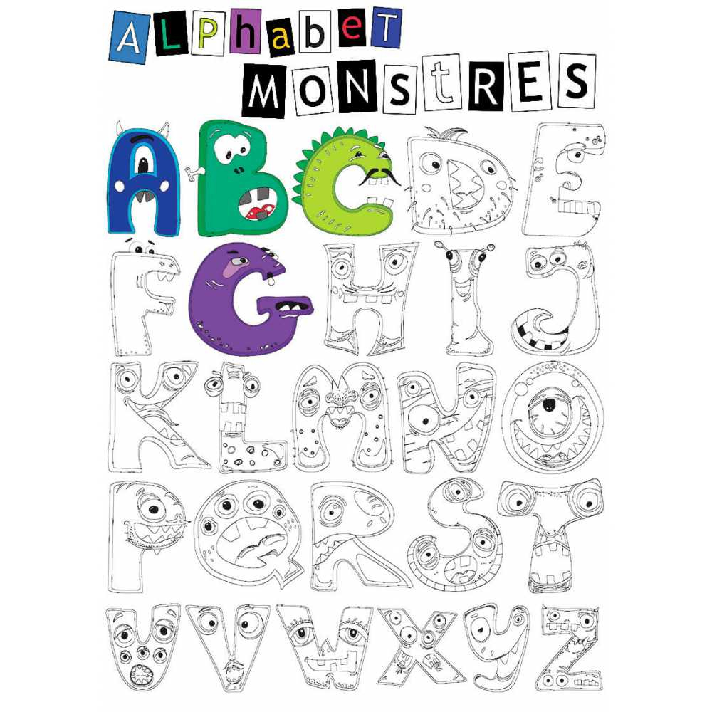 Poster Géant À Colorier Pour Enfant Alphabet Petits Monstres à Alphabet A Colorier