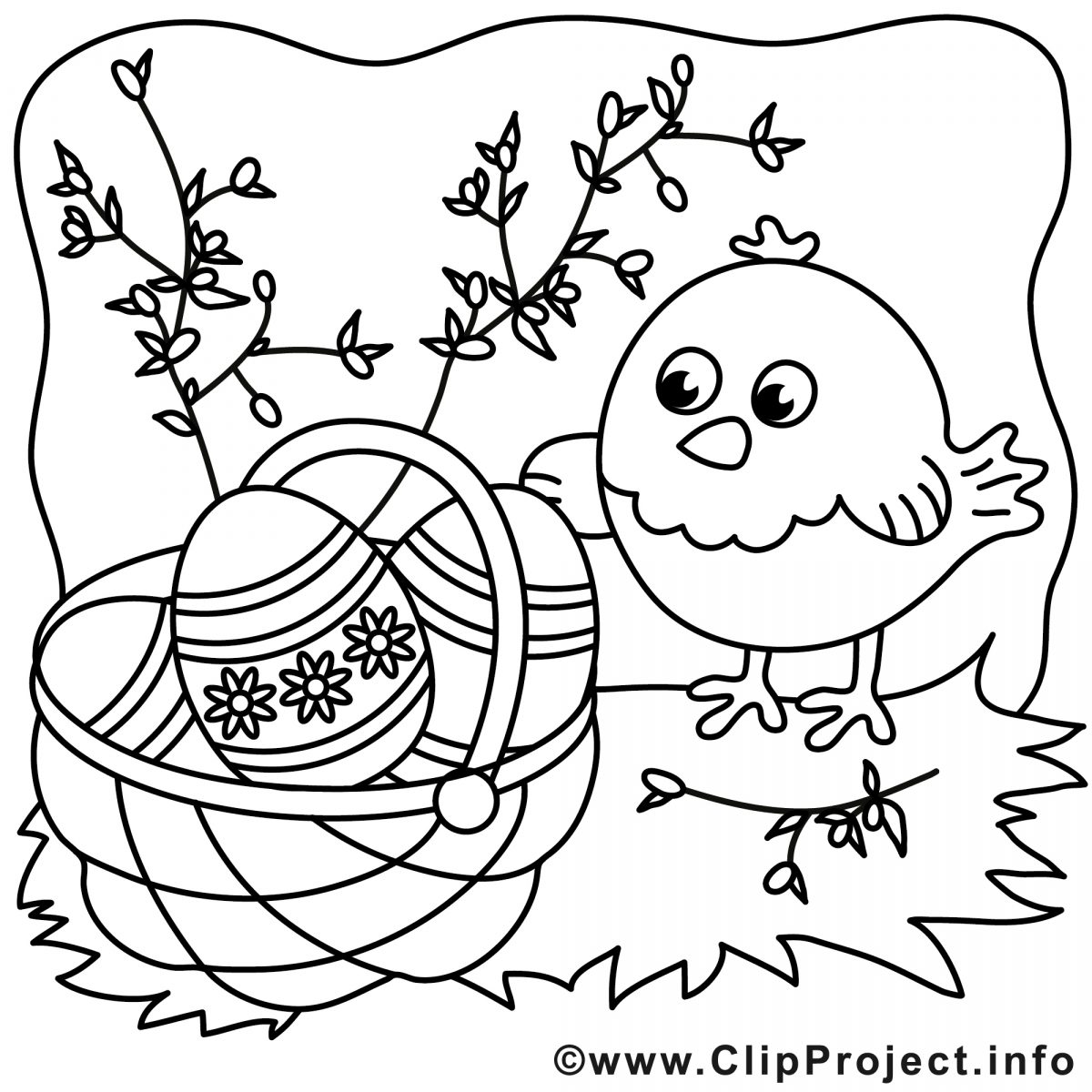 Poussin Clipart Gratuit - Pâques À Colorier - Pâques concernant Poussin À Colorier