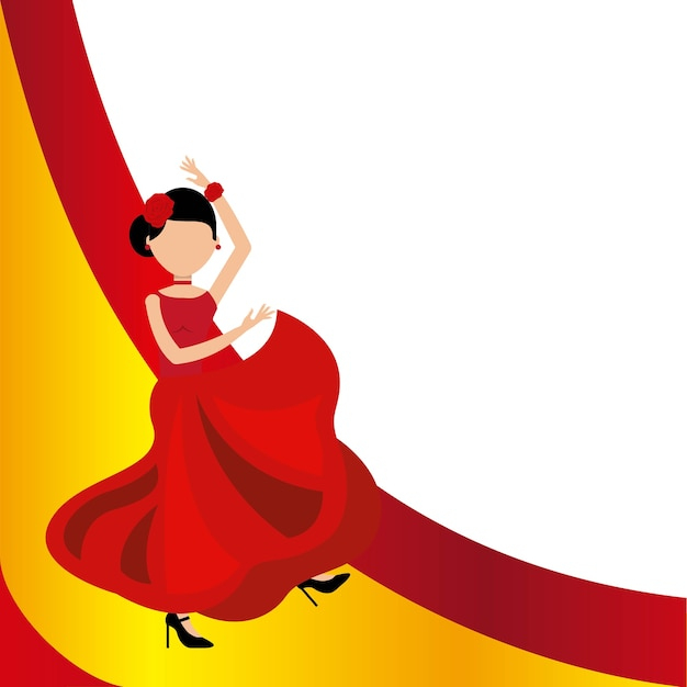 Premium Vector  Woman Dancing Flamenco Classic Icon Of serapportantà Flamenco Dessin