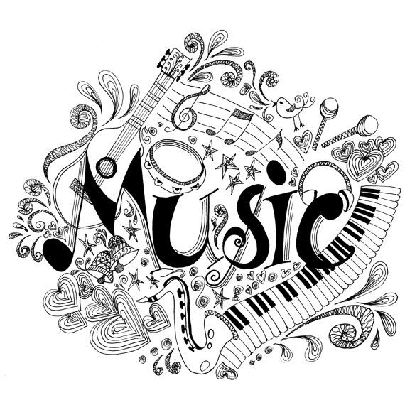 Printable Coloring Page Zentangle Music Coloring Book tout Note De Musique A Colorier