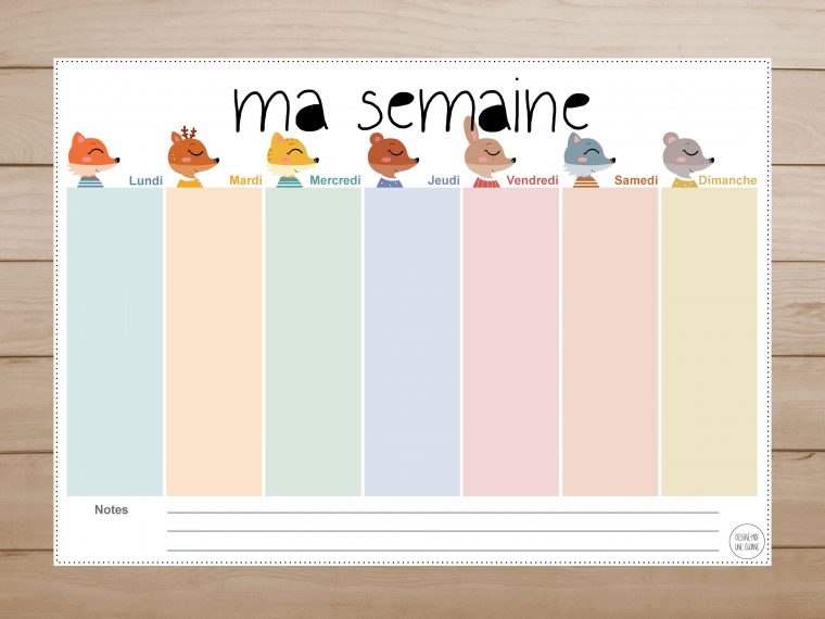 Printable Pdf Ma Semaine Animaux Français  Etsy encequiconcerne Calendrier Enfant À Imprimer