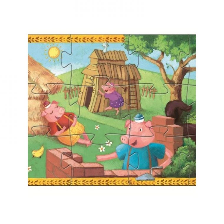 Puzzle Djeco Les 3 Petits Cochons Pour Enfants Dès 3 Ans concernant Prenom Des 3 Petits Cochons