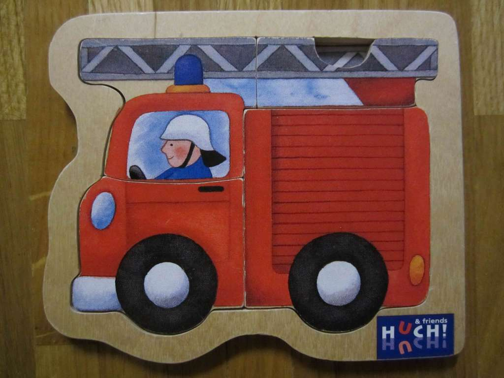 Puzzle En Bois 4 Pièces Camion De Pompier &quot;Huch &amp; Friends&quot; pour Jeux De Pompier En Ligne