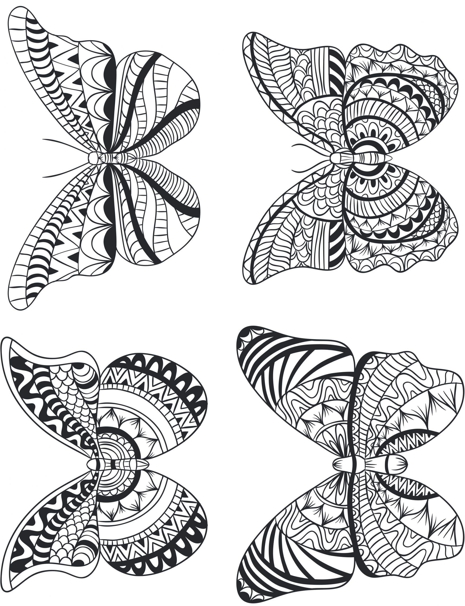 Quatre Papillon Géométrie Pour Adulte À Imprimer concernant Image Papillon À Imprimer 