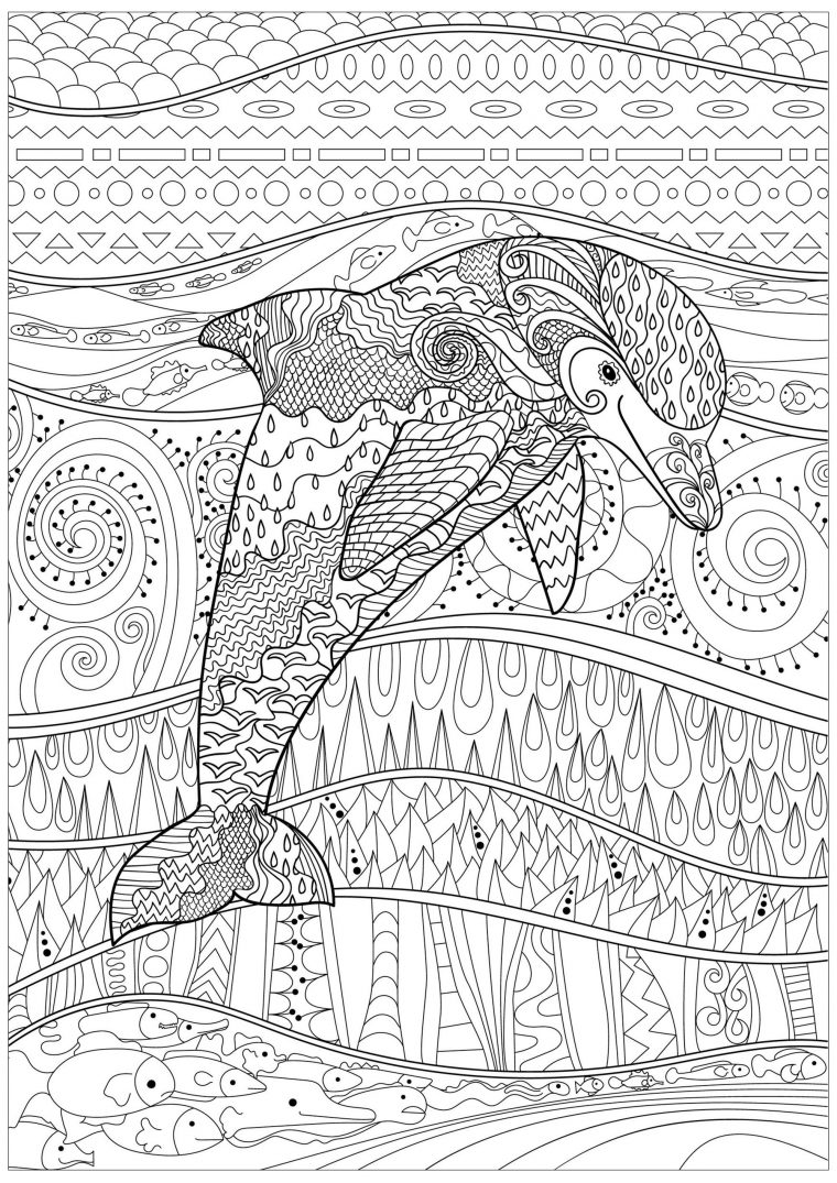 Rayonnant Dauphin – Dauphins – Coloriages Difficiles Pour dedans Coloriage Forêt À Imprimer