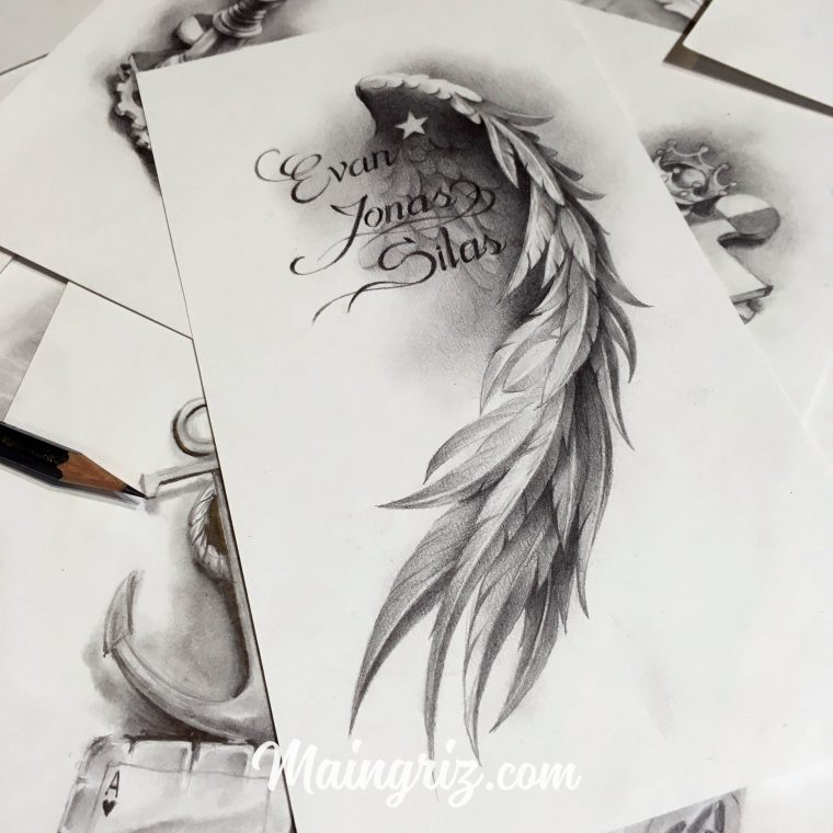 Realistic Wing Tattoo Design En 2020  Uage dedans Dessin D Ange