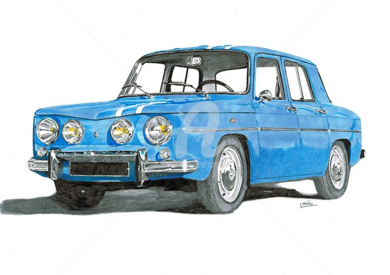 Renault 8 Gordini Dessin Par Dessinludo  Artmajeur concernant Dessin De Aloine