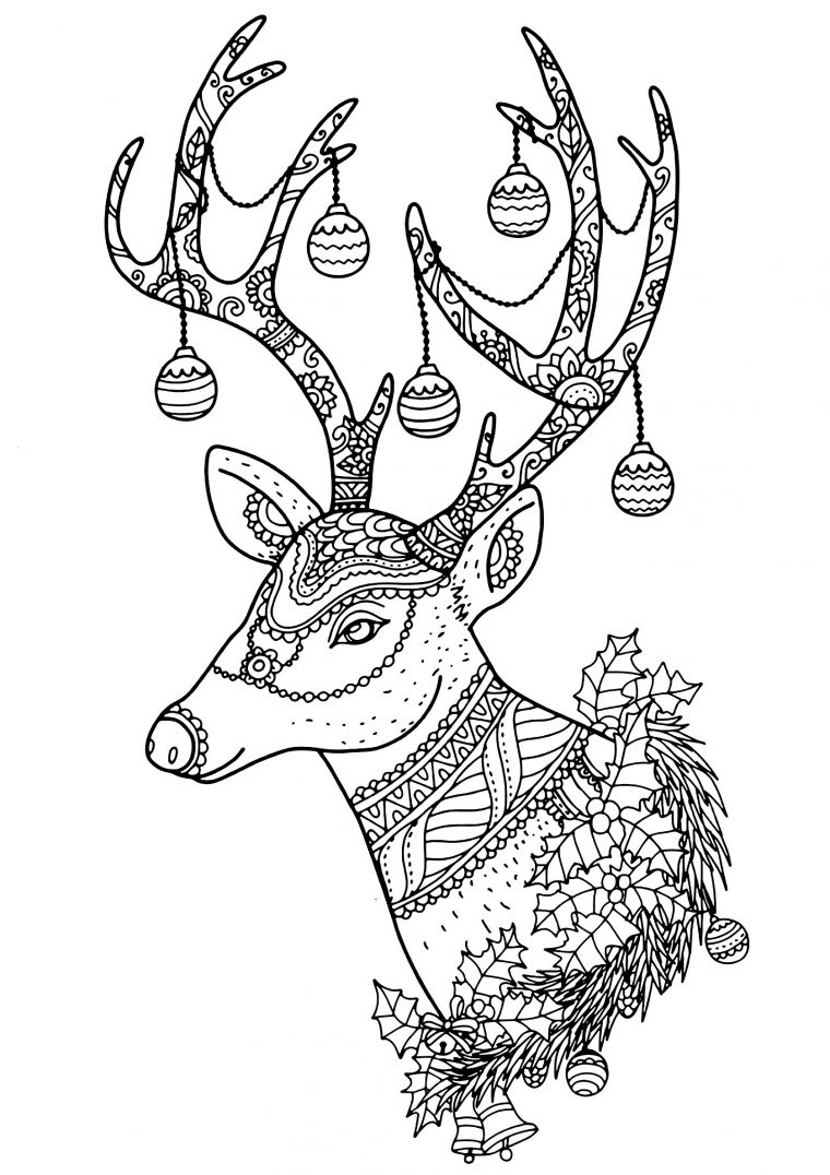 Renne Noel Nontachai Hengtragool – Coloriages De Noël concernant Dessin De Noel A Colorier