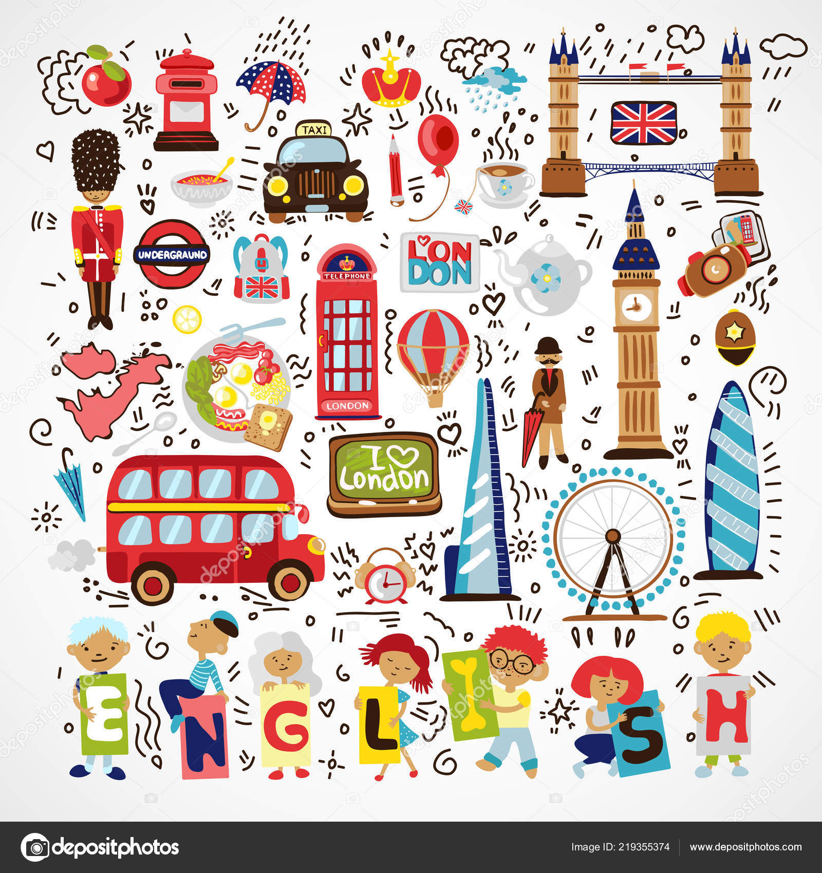 Repère De Londres De Vecteur, Symboles. Doodle De Dessinés encequiconcerne Dessins Angleterre