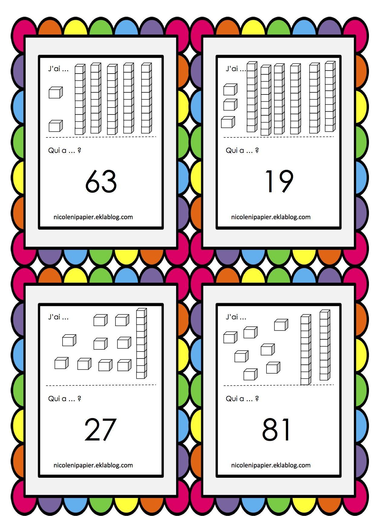 Résultats De Recherche Pour « J&amp;#039;Ai Qui A »  Mathématiques à Nombres À Relier Ce1 