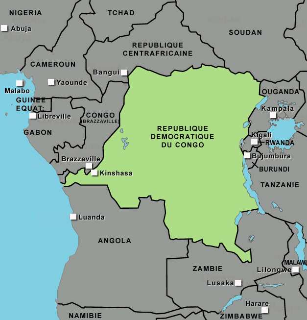 Rfi - République Démocratique Du Congo - Carte Régionale avec Carte Administrative Du Gabon