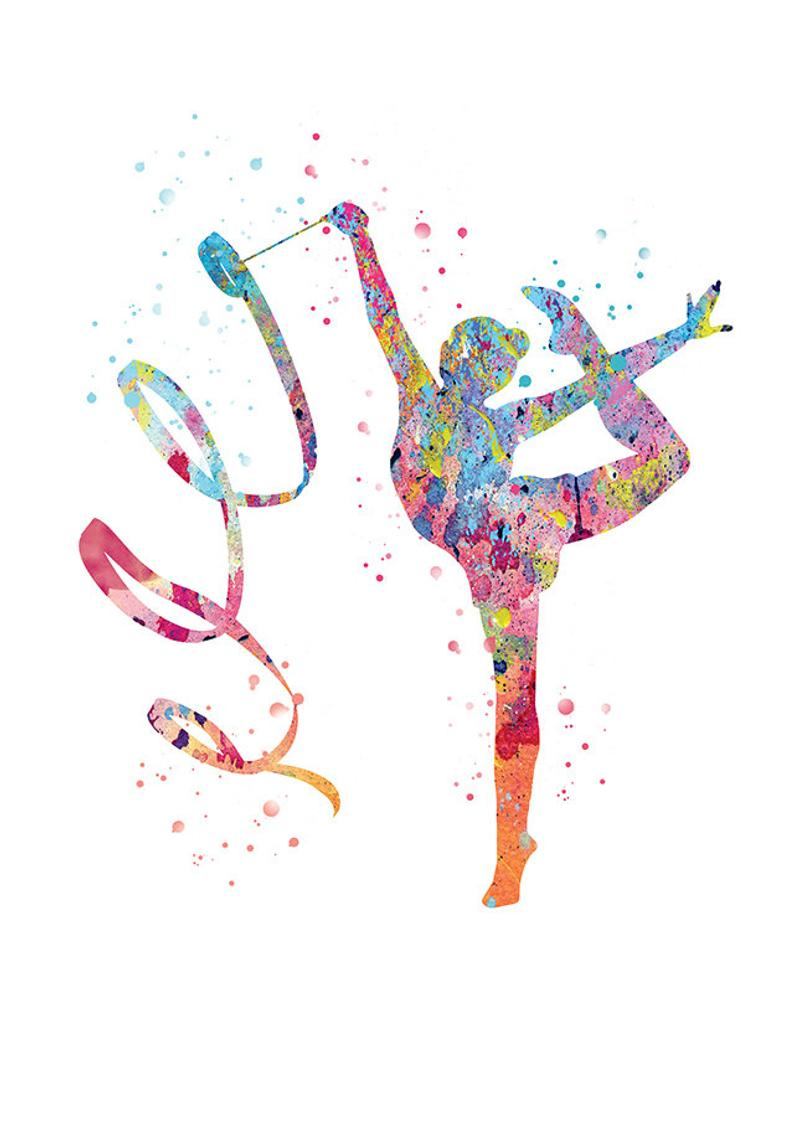 Rhythmic Gymnastics Poster Dance Art Grs Watercolor Gift tout Dessin De Gymnaste 