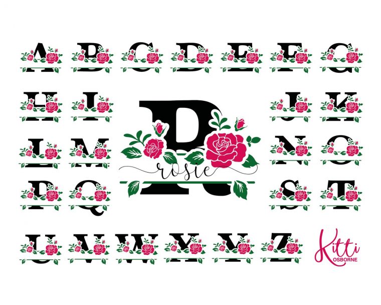 Rose Alphabet Bundle Alphabet Monogram Décoratif Avec  Etsy avec Alphabet Décoratif