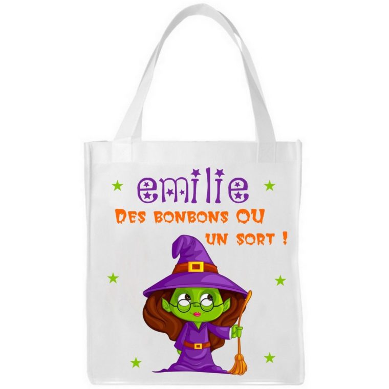 Sac A Friandises Halloween Sorcière Personnalisé Avec intérieur Prenom De Sorciere Mechante