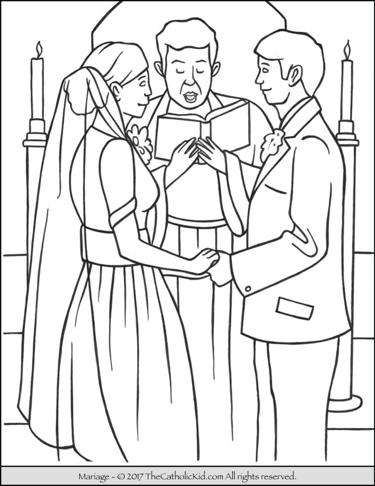 Sacrament Marriage Coloring Page  Catholic Coloring intérieur Coloriage Catholique