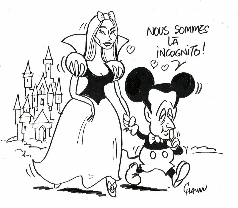 Sarkozy  Bruni À Disneyland - Emmanuel Chaunu concernant Coloriage Disneyland Paris 