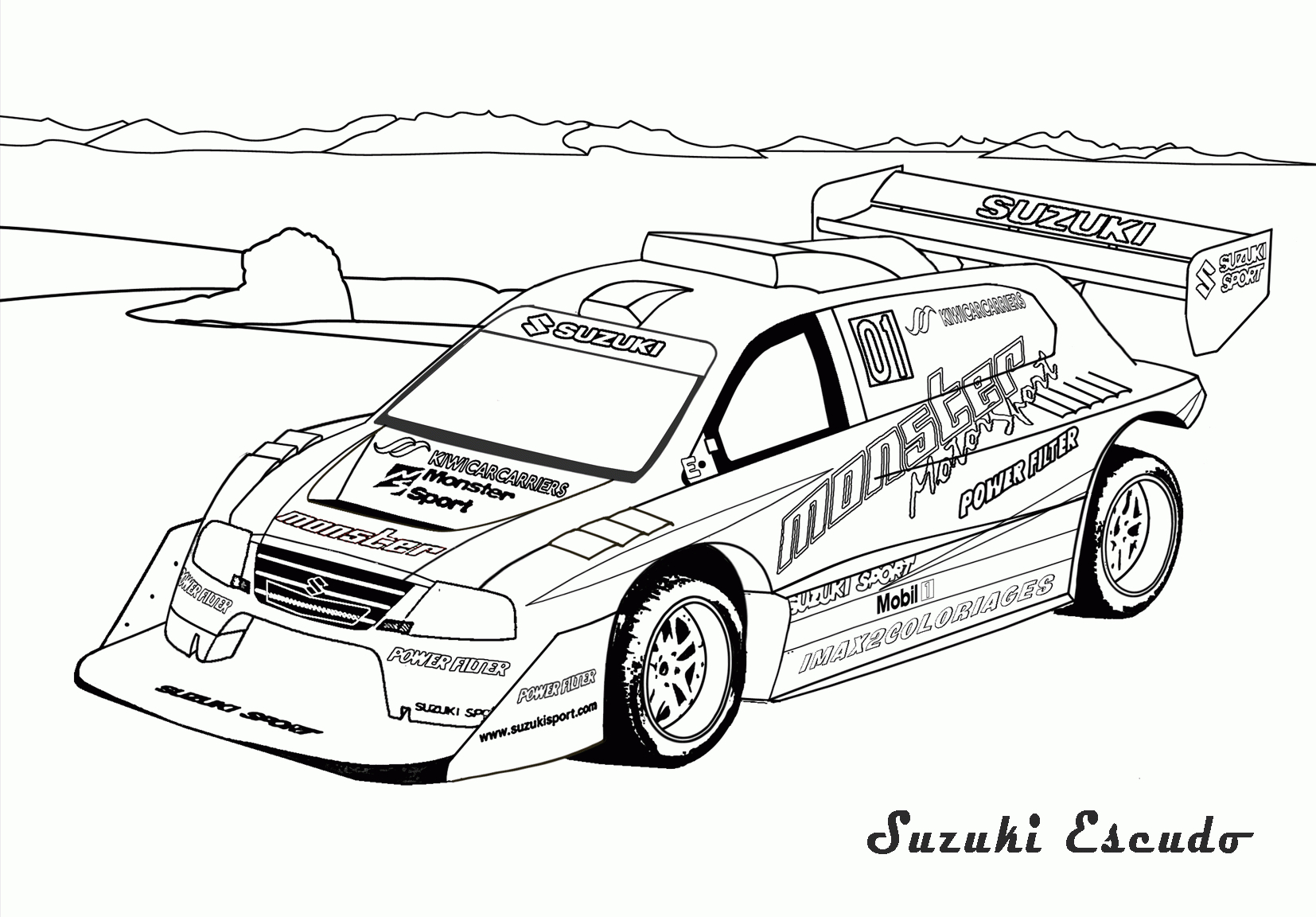 Sélection De Dessins De Coloriage Auto De Course À serapportantà Voiture De Course Dessin 