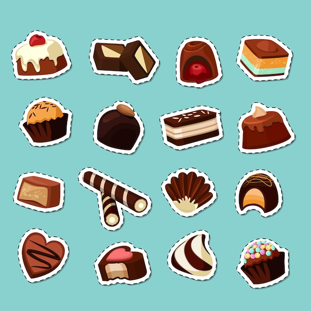 Set D&amp;#039;Autocollants De Bonbons Au Chocolat Dessin Vectoriel concernant Dessin De Bonbon 