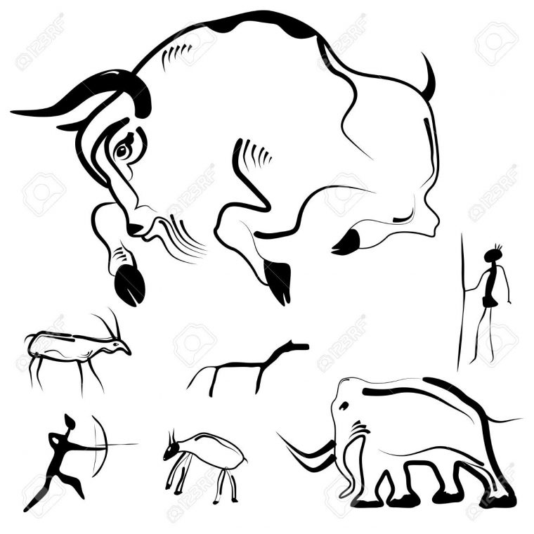 Set Of Abstract Primitive Art – Stylized Drawings Of à Dessin Stylisé Animaux