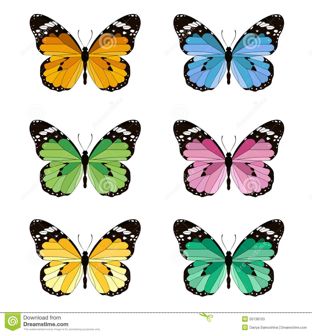 Set Of Colored Butterflies Stock Vector - Image: 50138103 à Forme Papillon À Découper 