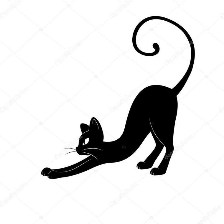 Silhouette De Chat Noir — Image Vectorielle Sivanova à Dessin Silhouette Chat