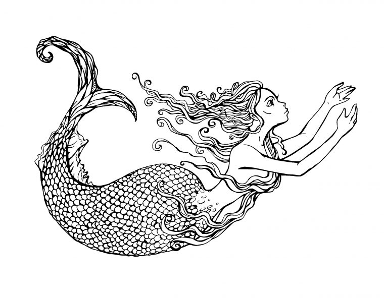 Sirene Nageant – Coloriage De Sirènes – Coloriages Pour serapportantà Sirène À Colorier