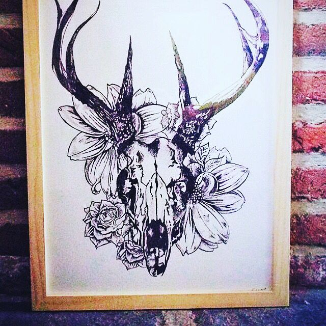 Skull Deer Portrait  Art, Dessin, Deco destiné Dessin Deco