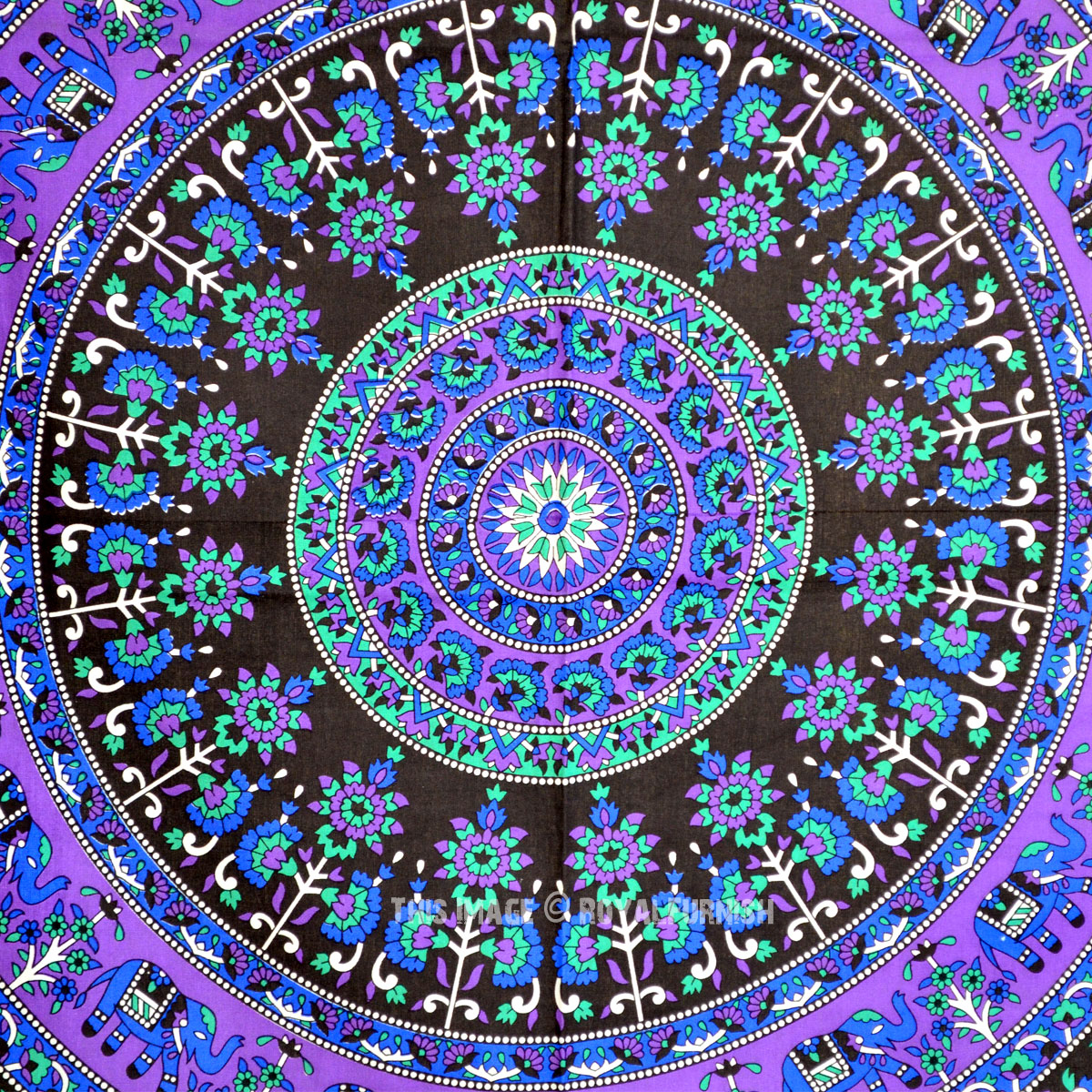 Small Blue Indian Psychedelic Hippie Boho Mandala Throw encequiconcerne Mandala 