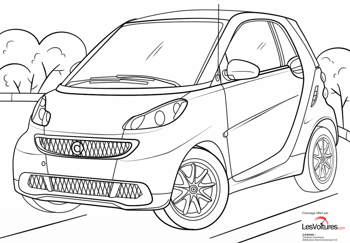 Smart-Fortwo-Coloriage-Voiture  Les Voitures tout Coloriage Voiture 