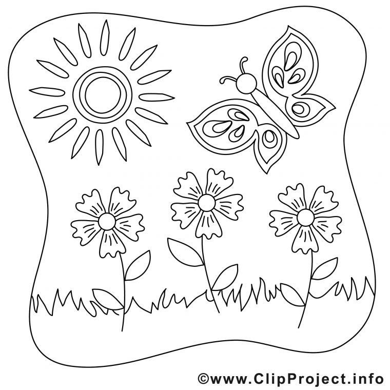 Soleil Papillon Image – Coloriage Été Illustration – Été pour Coloriage Été