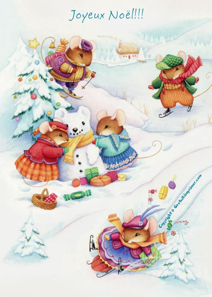 Souhaitez Un Joyeux Noël Avec Des Petites Souris :-) Carte à Carte De Noel A Imprimer 