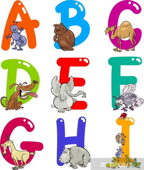 Sticker Alphabet De Dessin Animé Avec Des Animaux • Pixers intérieur Alphabet Des Animaux 