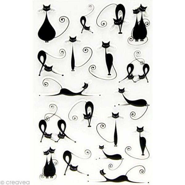 Sticker Fantaisie Chat Noir X 18 - 1 Planche 7,5 X 12 Cm encequiconcerne Dessin Chat Rigolo 