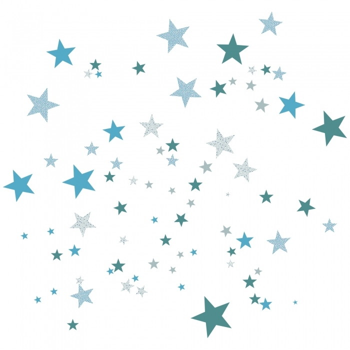 Sticker Mural Étoiles Bleues avec Étoiles Dessin 