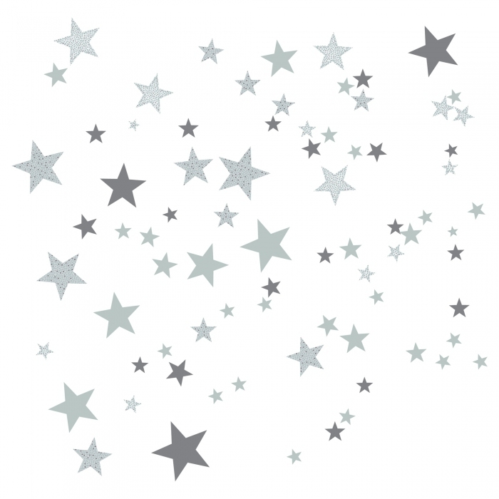 Sticker Mural Étoiles Grises avec Étoiles Dessin 