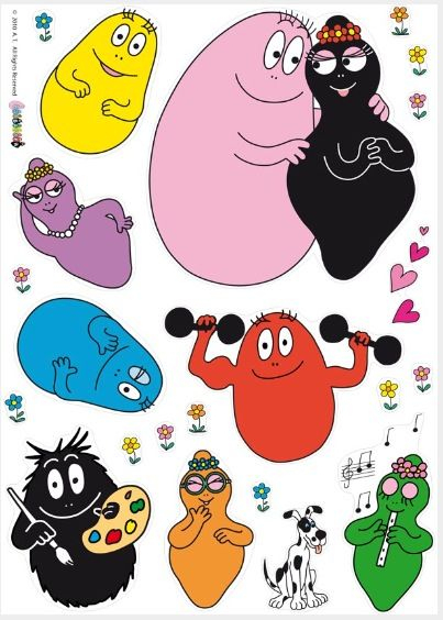 Stickers Barbapapa (2 Planches) : Lutèce  Barbe A Papa encequiconcerne Barbapapa Enfants 