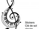 Stickers Musique Clé De Sol Clavier Piano - Musique tout Dessin Notes De Musique