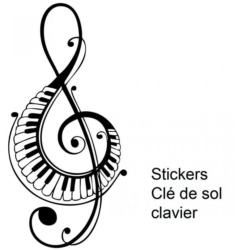 Stickers Musique Clé De Sol Clavier Piano – Musique tout Dessin Notes De Musique