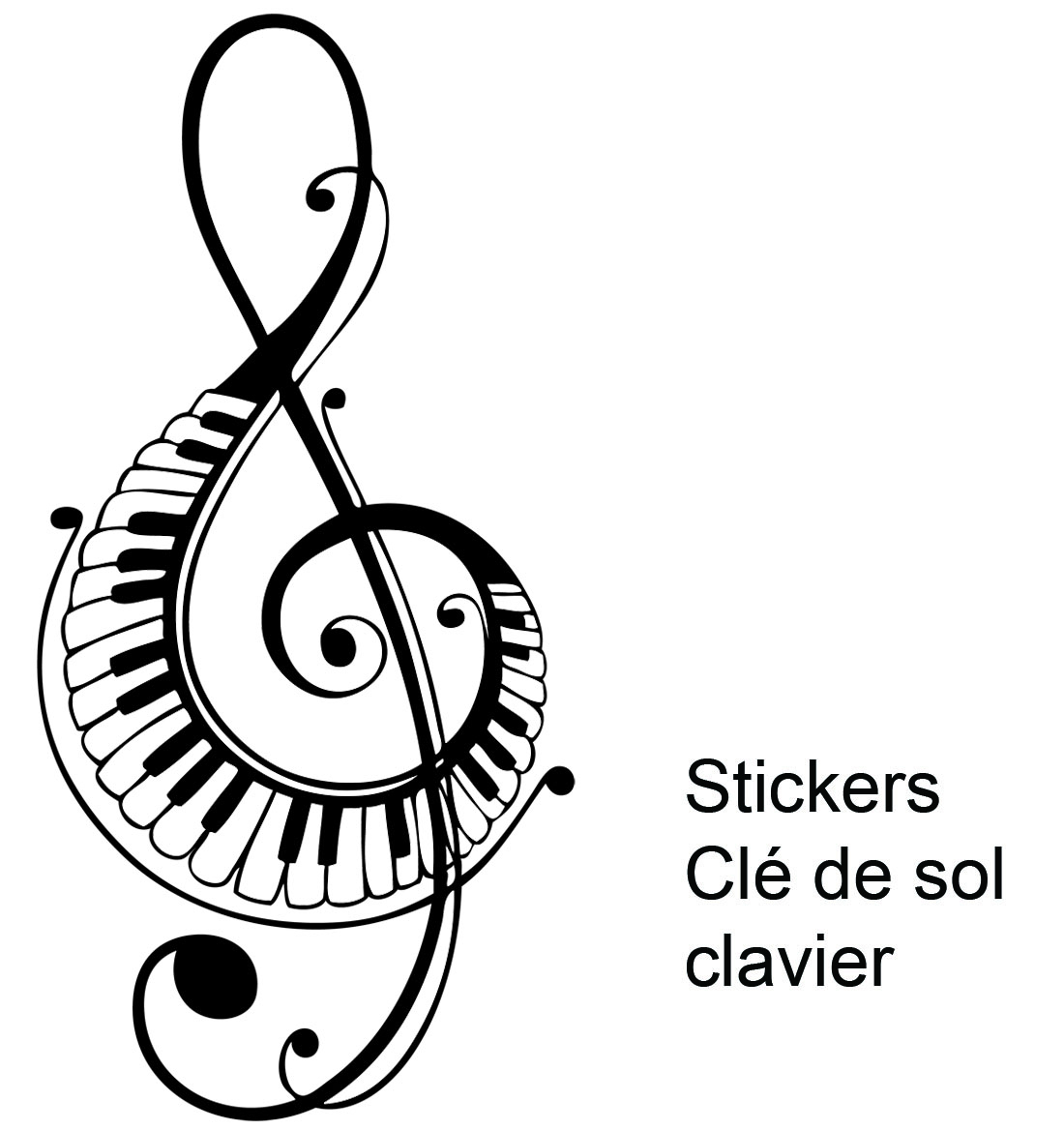 Stickers Musique Clé De Sol Clavier Piano - Musique tout Dessin Notes De Musique 