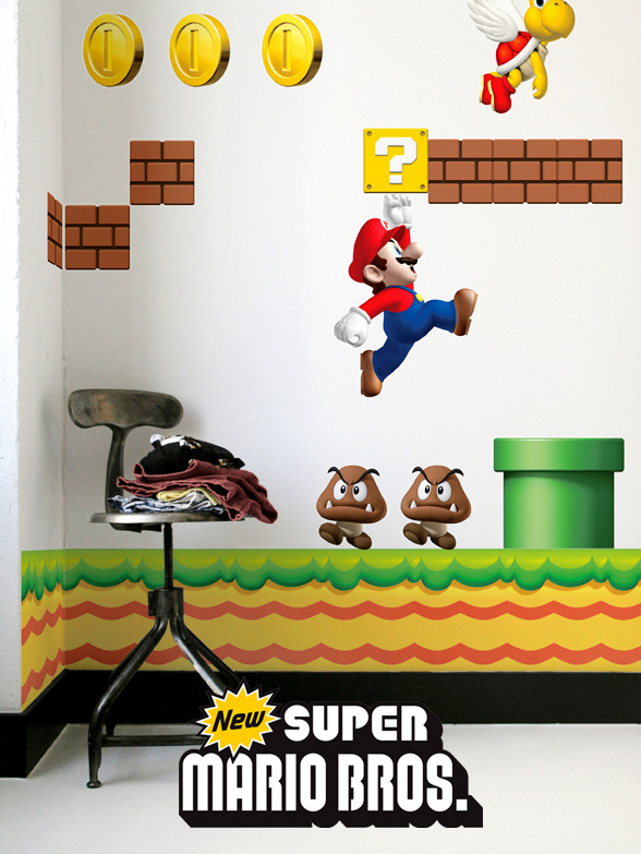 Stickers New Super Mario Bros: Stickers Muraux Géants à Bougie Mario Bros
