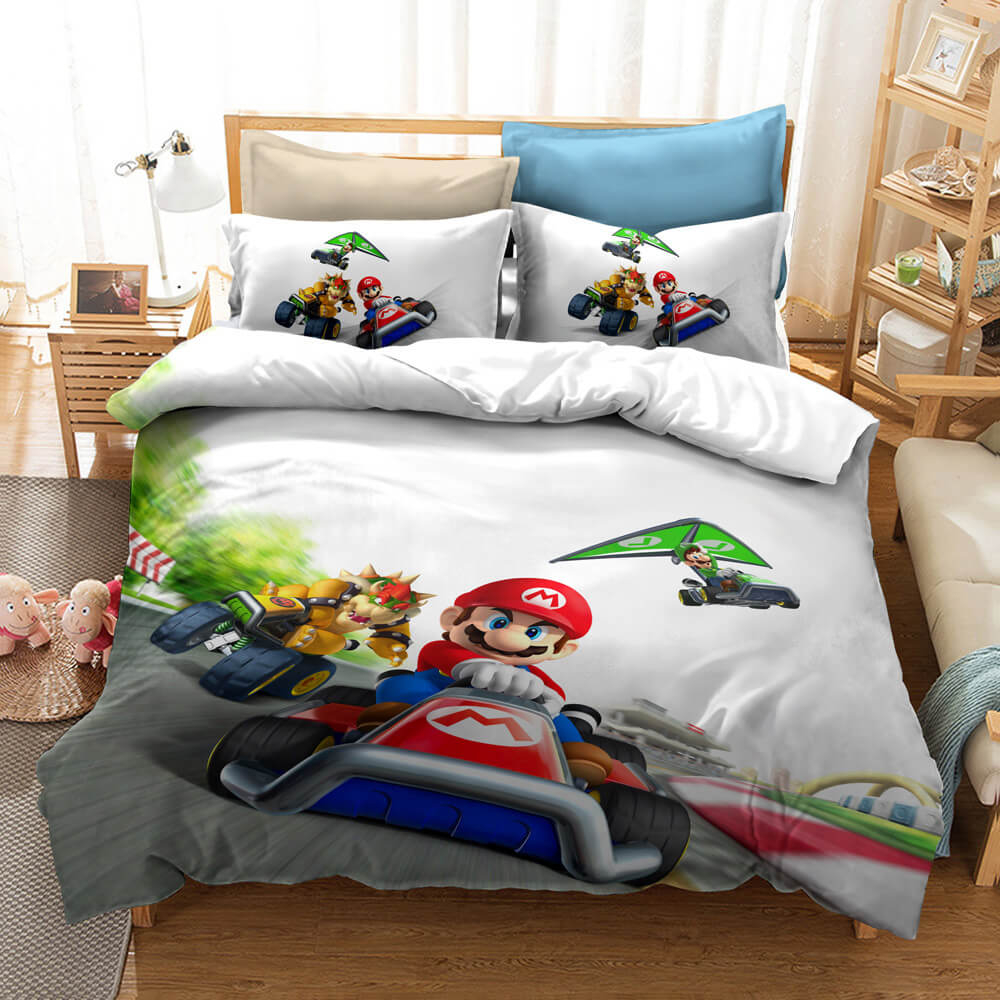 Super Mario Kart Mario Luigi Bowser Racing Bedding Set En avec Couette Mario Bros